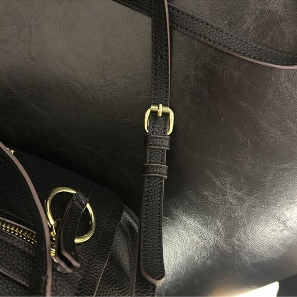 LC Black Pebbled Faux Leather Ingrid Mini Shopper Tote Crossbody Bag - Picture 12 of 16